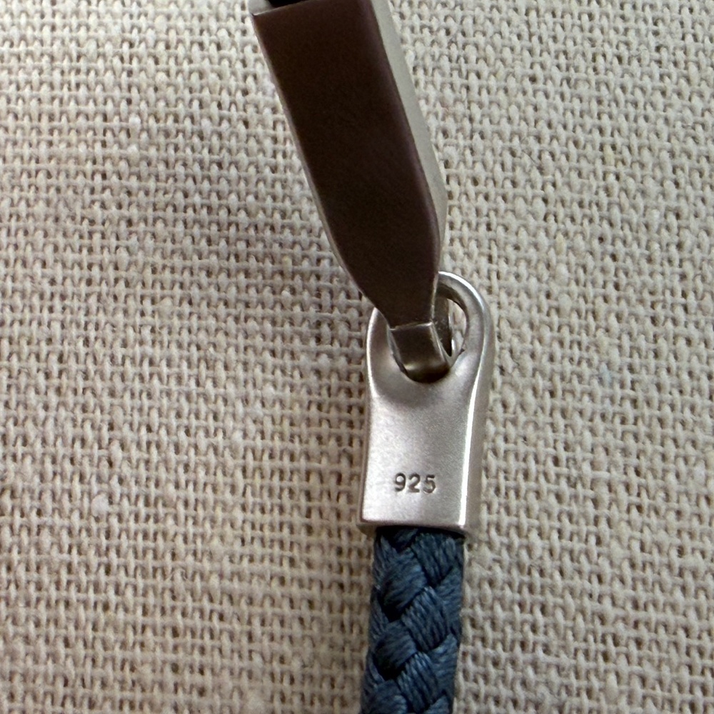 MIANSAI Mens Blue Rodium Plated Sterling Silver Crew Rope Bracelet - Picture 4 of 7